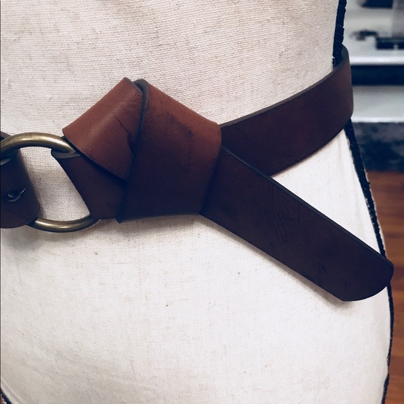 Style & Co Brown Leather Knot Ring Belt - Picture 2 of 6